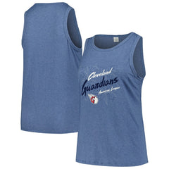 Cleveland Guardians Soft as a Grape Women's Plus Size Curvy High Neck Tri-Blend Tank Top - Navy - MLB Online