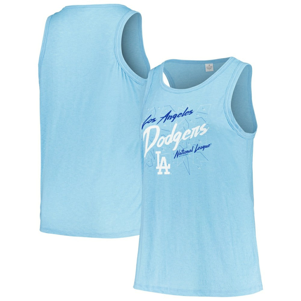 Los Angeles Dodgers Soft as a Grape Women's Plus Size Curvy High Neck Tri-Blend Tank Top - Light Blue - MLB Sale
