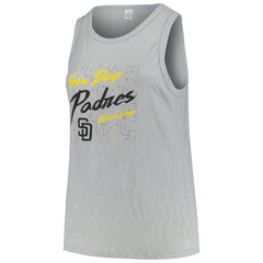 San Diego Padres Soft as a Grape Women's Plus Size Curvy High Neck Tri-Blend Tank Top - Steel - MLB Discount