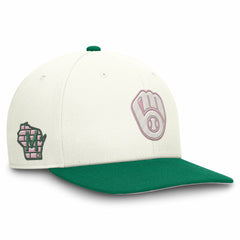 Milwaukee Brewers Nike Sail Pro Performance Snapback Hat - Cream/Green - Nike on Sale