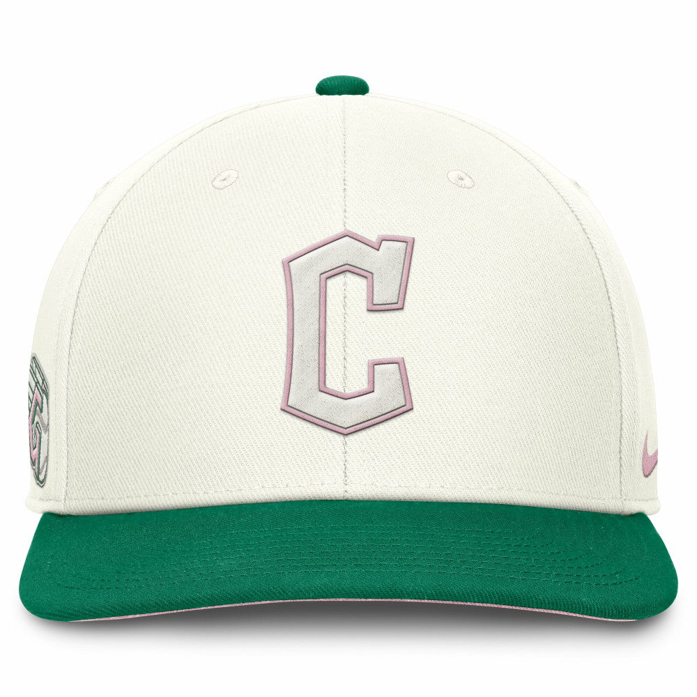 Cleveland Guardians Nike Sail Pro Performance Snapback Hat - Cream/Green - Nike Lifestyle
