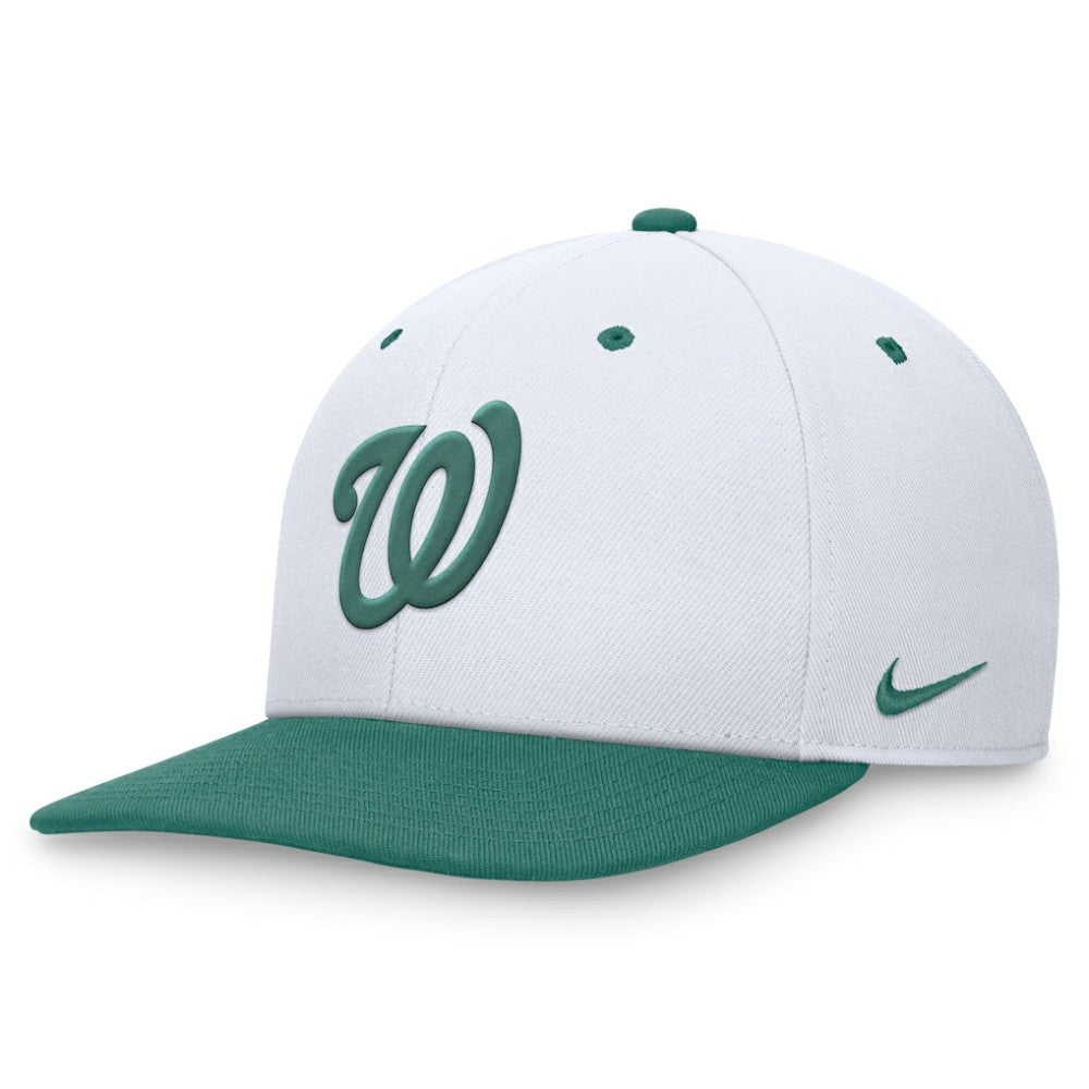 Washington Nationals Nike Bicoastal Two-Tone Pro Performance Snapback Hat - White/Green - Nike Online