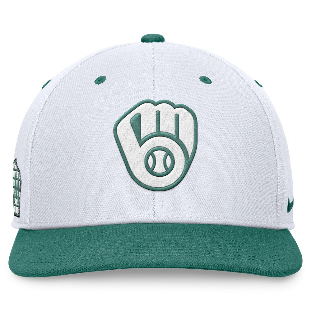 Milwaukee Brewers Nike Bicoastal Two-Tone Pro Performance Snapback Hat - White/Green - Nike on Sale