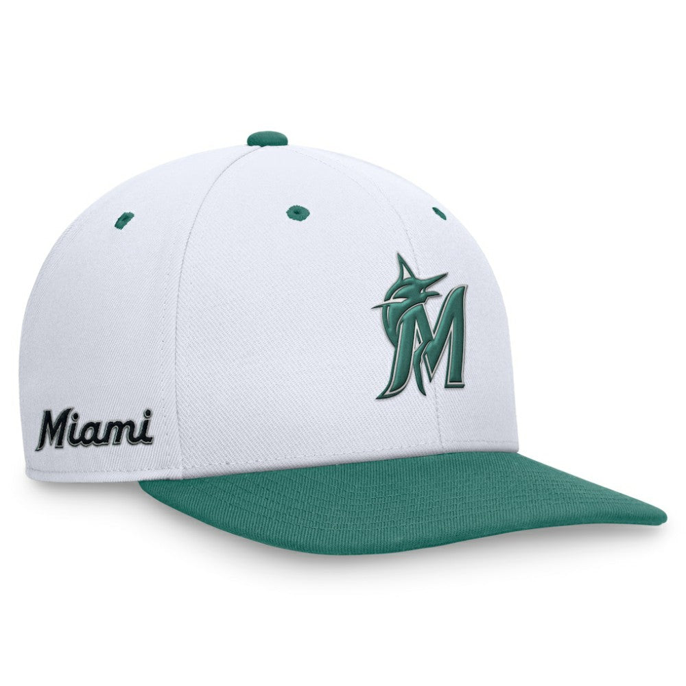 Miami Marlins Nike Bicoastal Two-Tone Pro Performance Snapback Hat - White/Green - Nike on Sale