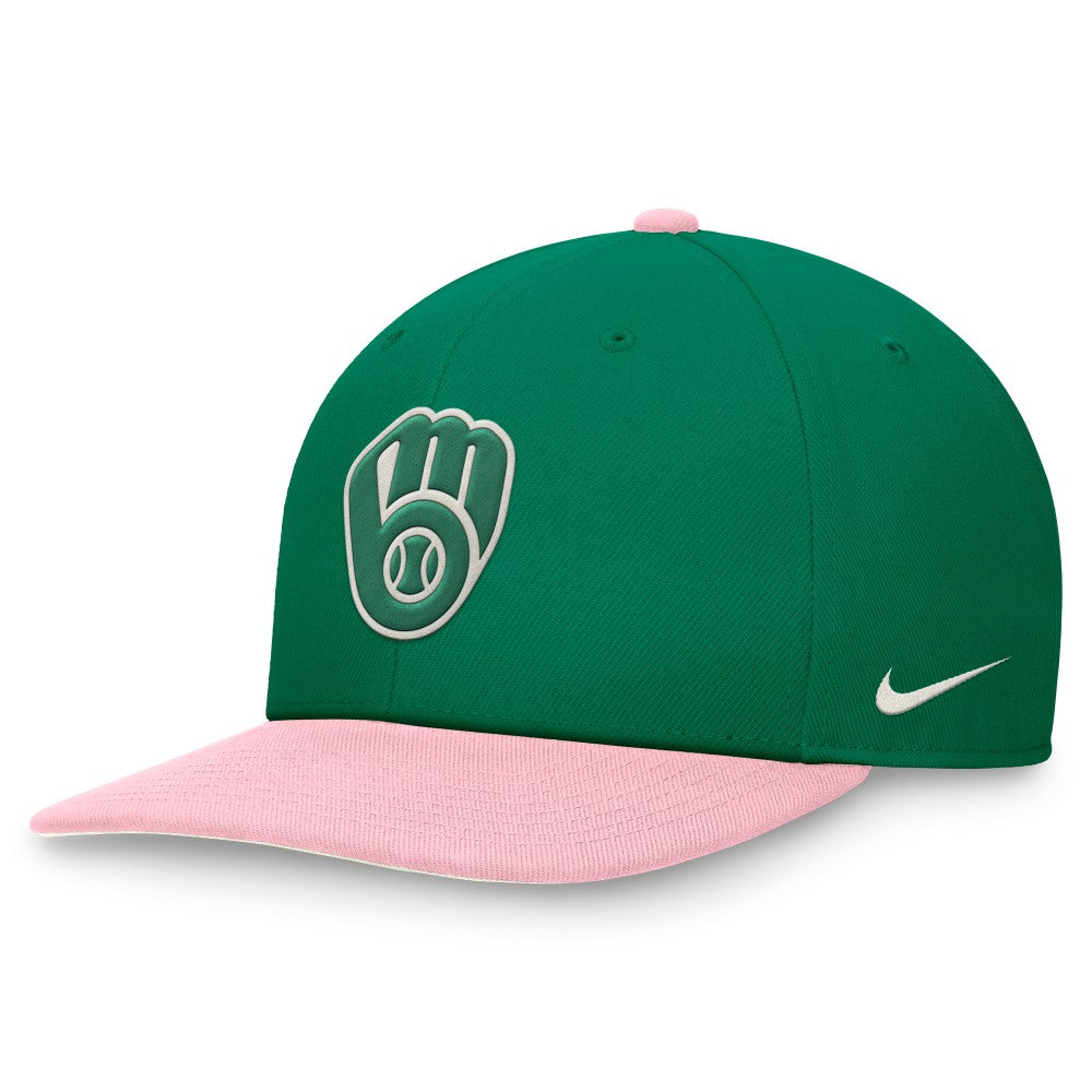 Milwaukee Brewers Nike Malachite Pro Performance Snapback Hat - Green/Pink - Nike Sale