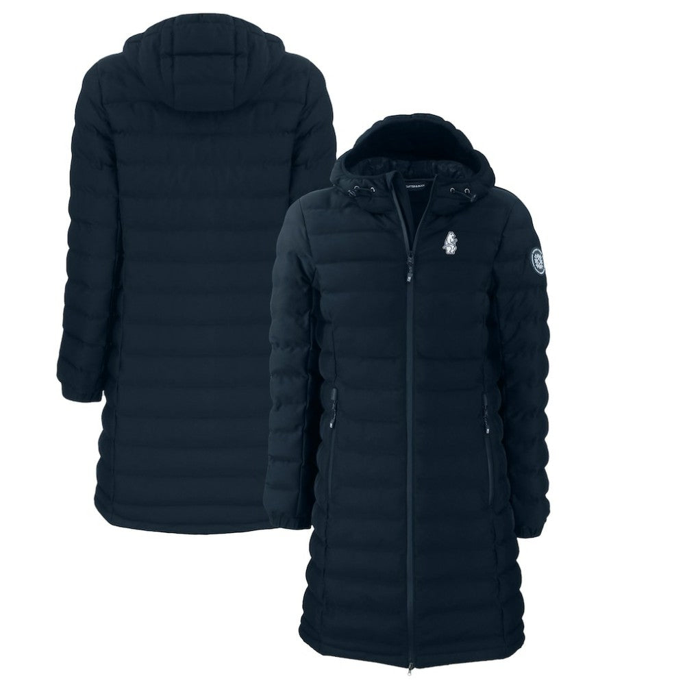 Chicago Cubs Cutter & Buck Women's Cooperstown Collection Mission Ridge Repreve Eco Insulated Long Full-Zip Puffer Jacket - Navy - MLB Lifestyle