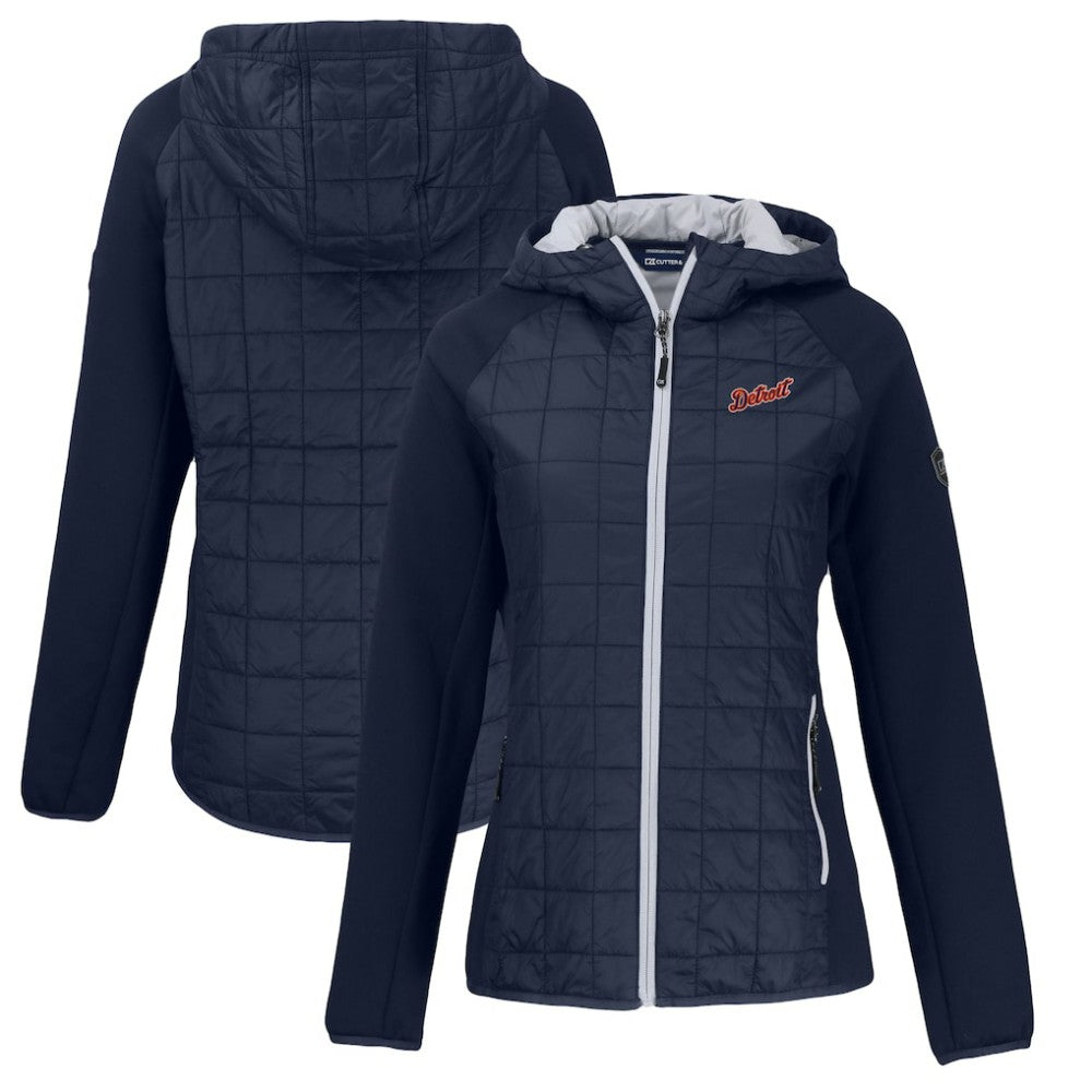 Detroit Tigers Cutter & Buck Women's Cooperstown Collection Rainier Primaloft Eco Full-Zip Hybrid Jacket - Navy - MLB Sale