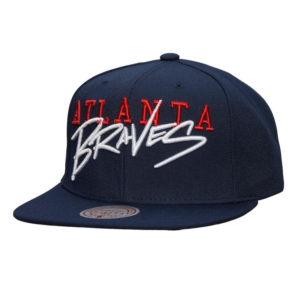 Atlanta Braves Mitchell & Ness Team Tagged Snapback Hat - Navy - Mitchell & Ness Lifestyle