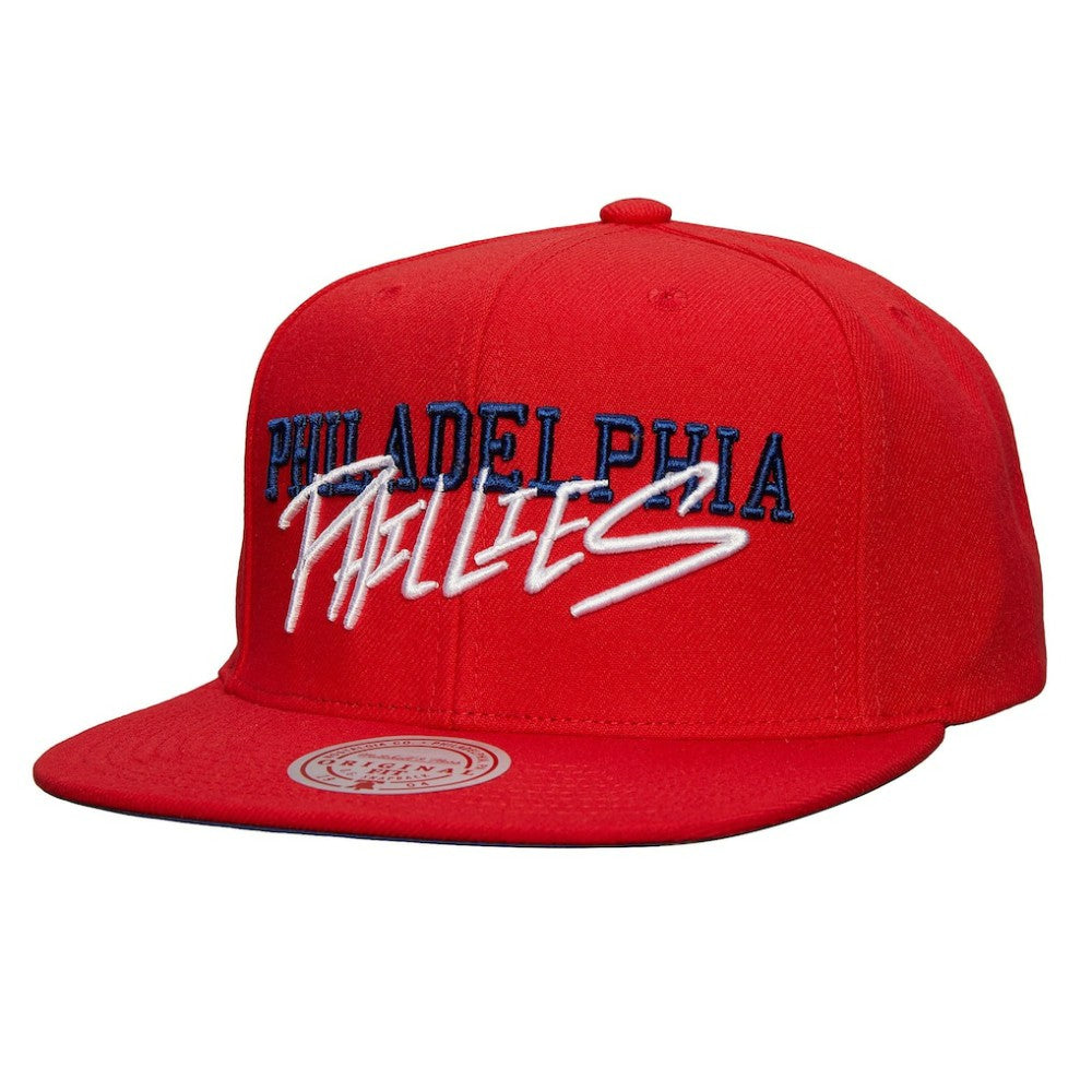Philadelphia Phillies Mitchell & Ness Team Tagged Snapback Hat - Red - Mitchell & Ness on Sale