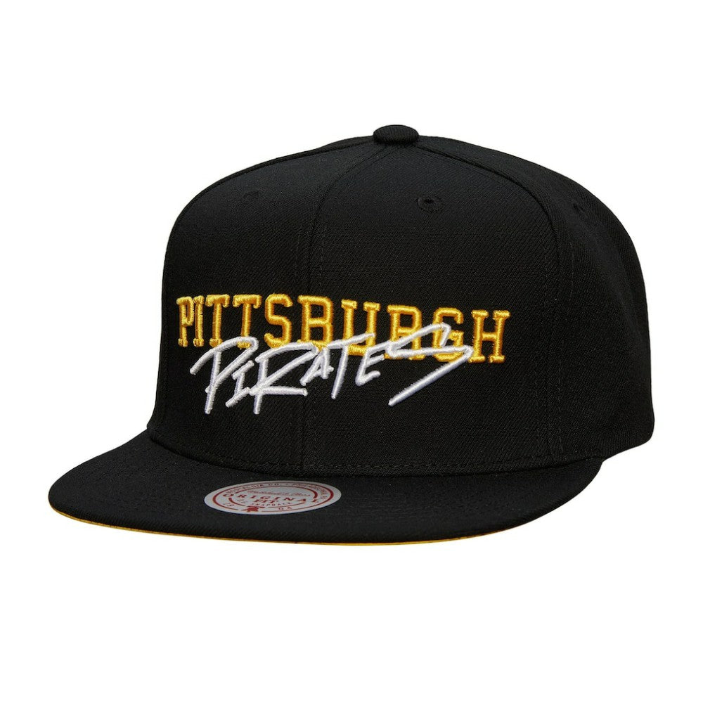 Pittsburgh Pirates Mitchell & Ness Team Tagged Snapback Hat - Black - Mitchell & Ness Lifestyle