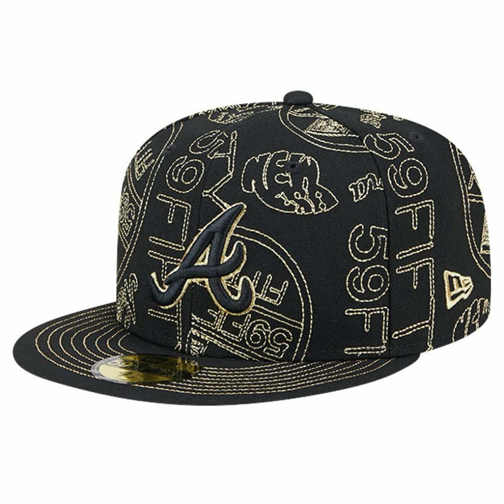 Atlanta Braves New Era 59FIFTY Day Allover Fitted Hat - Black - New Era Sale