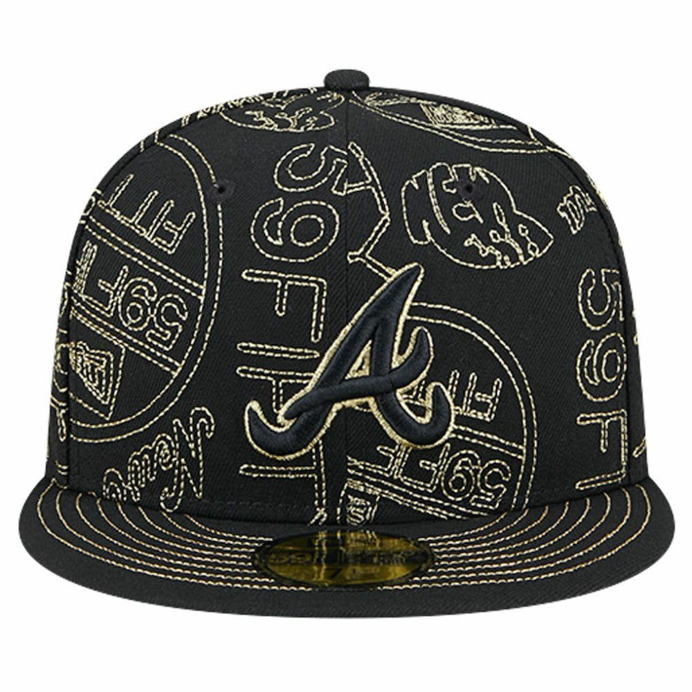Atlanta Braves New Era 59FIFTY Day Allover Fitted Hat - Black - New Era Sale