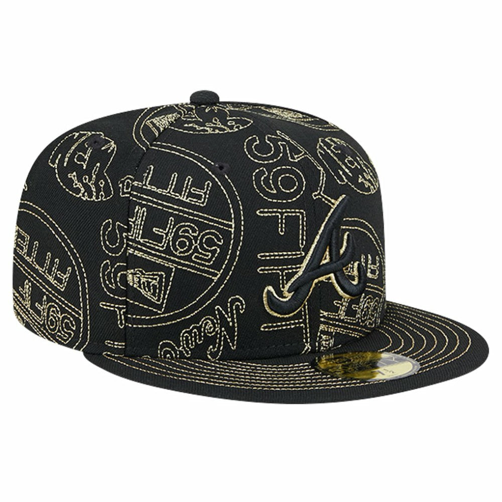 Atlanta Braves New Era 59FIFTY Day Allover Fitted Hat - Black - New Era Sale