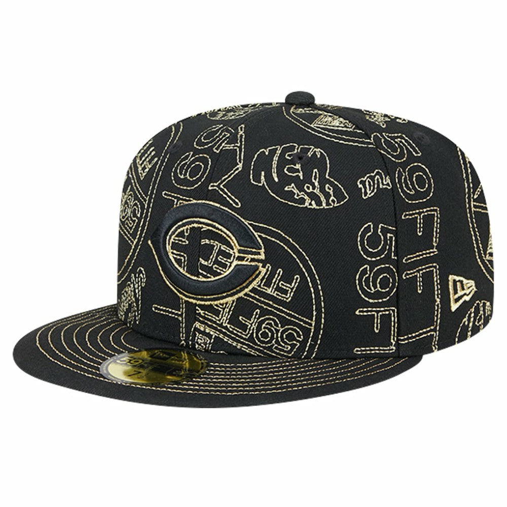 Cincinnati Reds New Era 59FIFTY Day Allover Fitted Hat - Black - New Era Sale