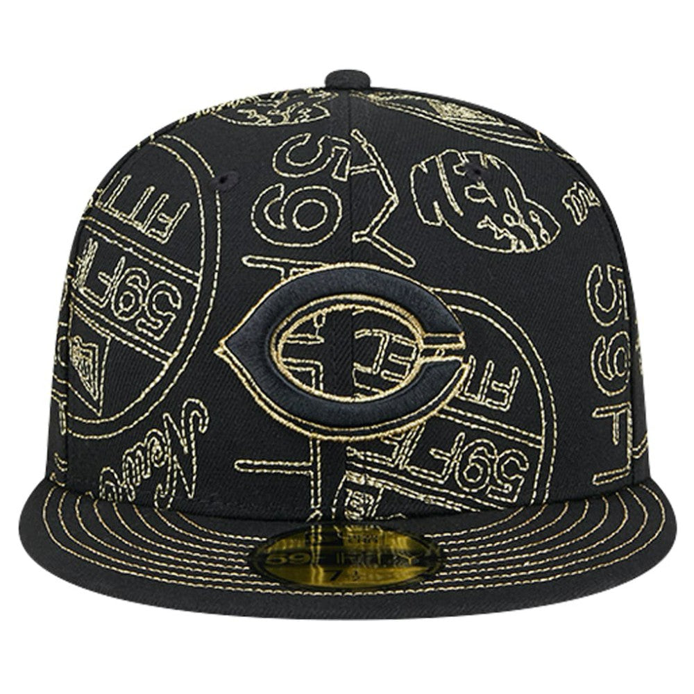 Cincinnati Reds New Era 59FIFTY Day Allover Fitted Hat - Black - New Era Sale