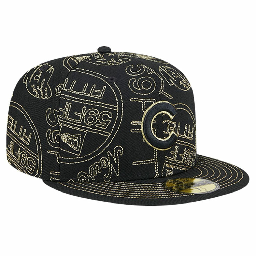 Chicago Cubs New Era 59FIFTY Day Allover Fitted Hat - Black - New Era Online