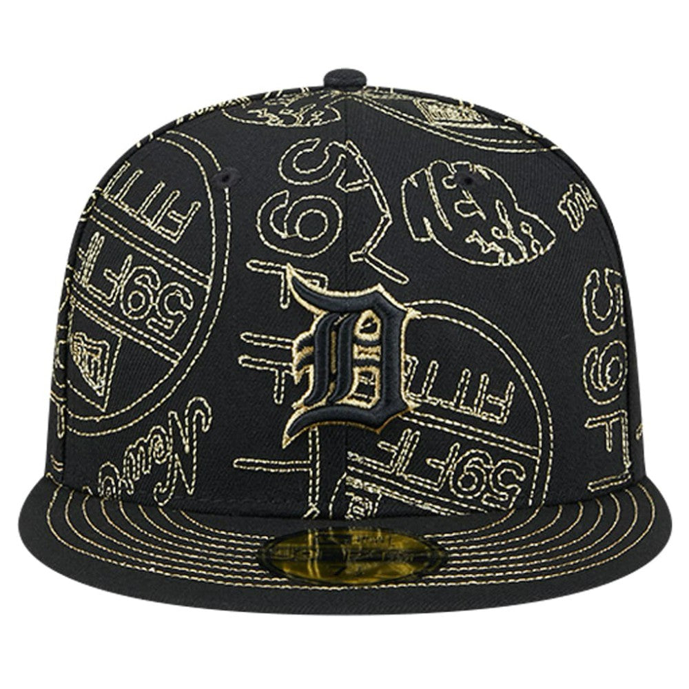 Detroit Tigers New Era 59FIFTY Day Allover Fitted Hat - Black - New Era on Sale