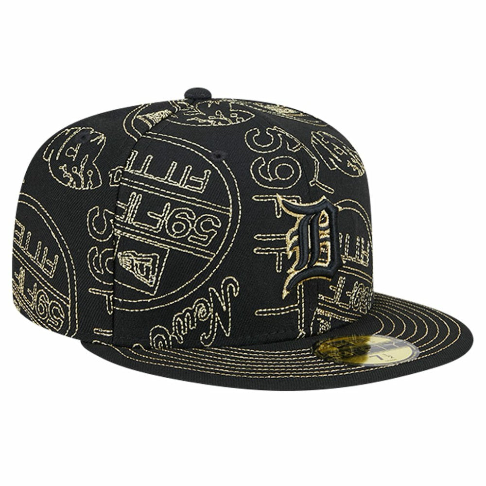 Detroit Tigers New Era 59FIFTY Day Allover Fitted Hat - Black - New Era on Sale