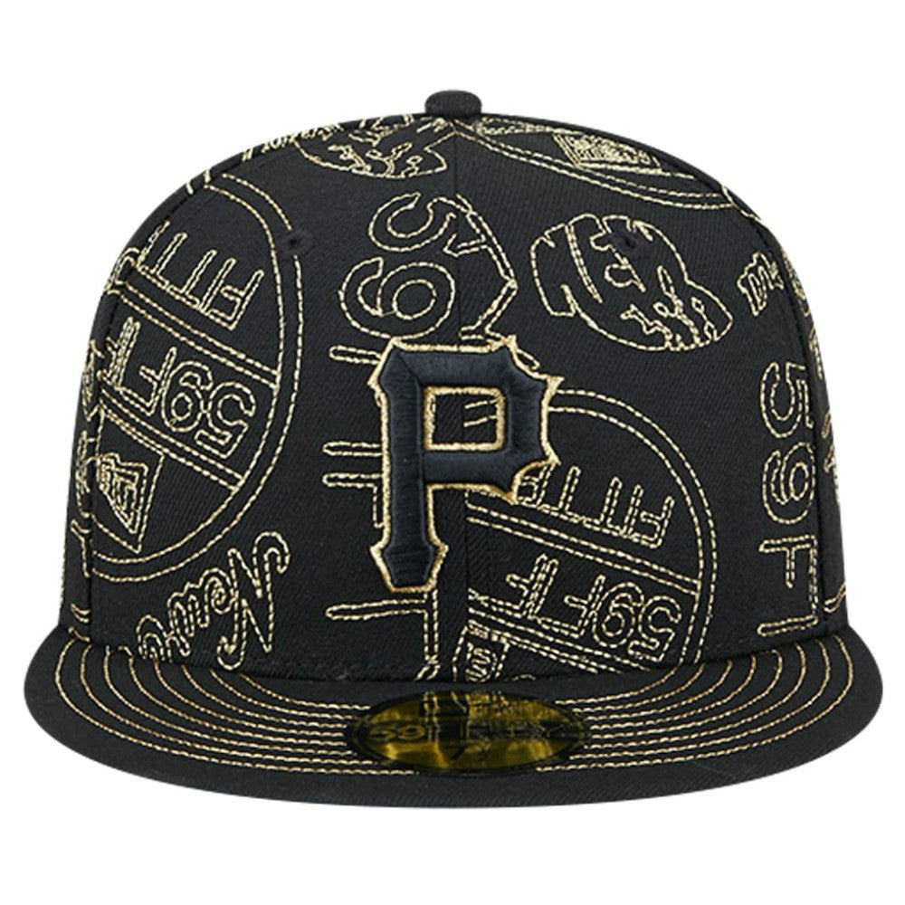 Pittsburgh Pirates New Era 59FIFTY Day Allover Fitted Hat - Black - New Era Sale