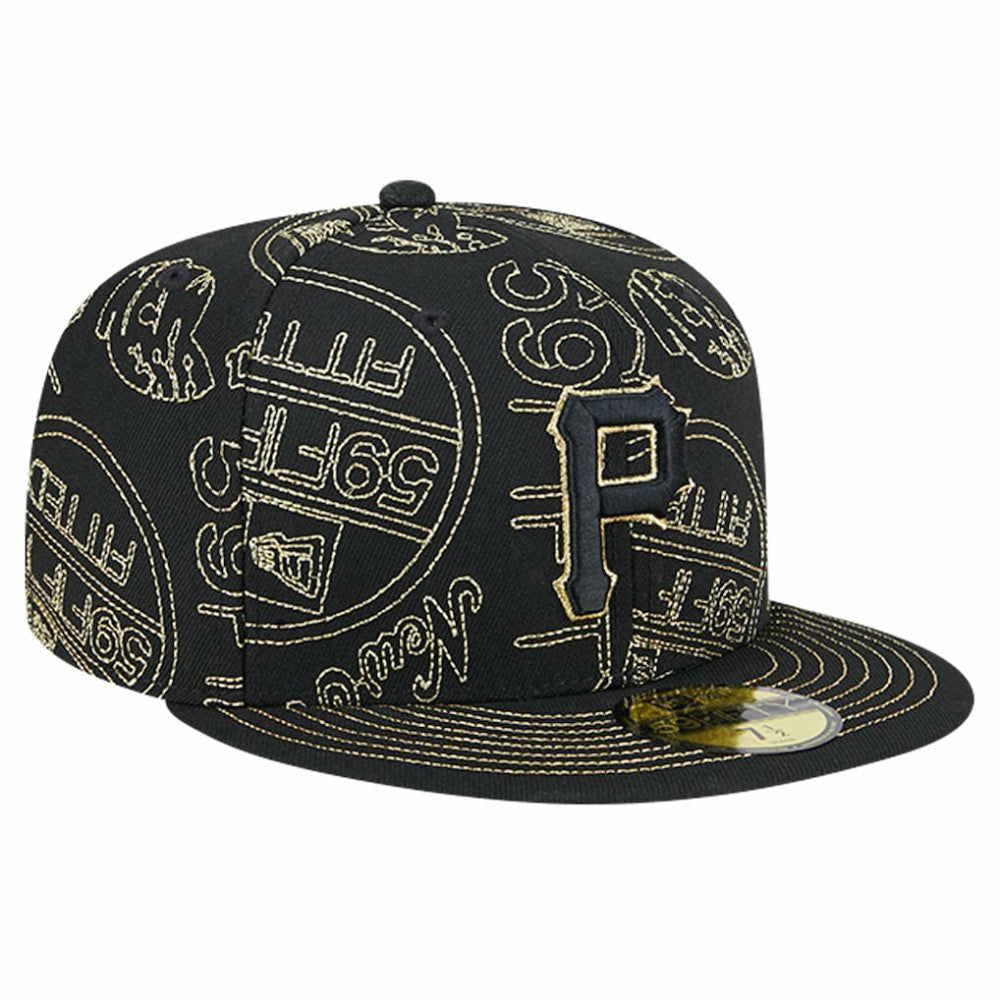 Pittsburgh Pirates New Era 59FIFTY Day Allover Fitted Hat - Black - New Era Sale