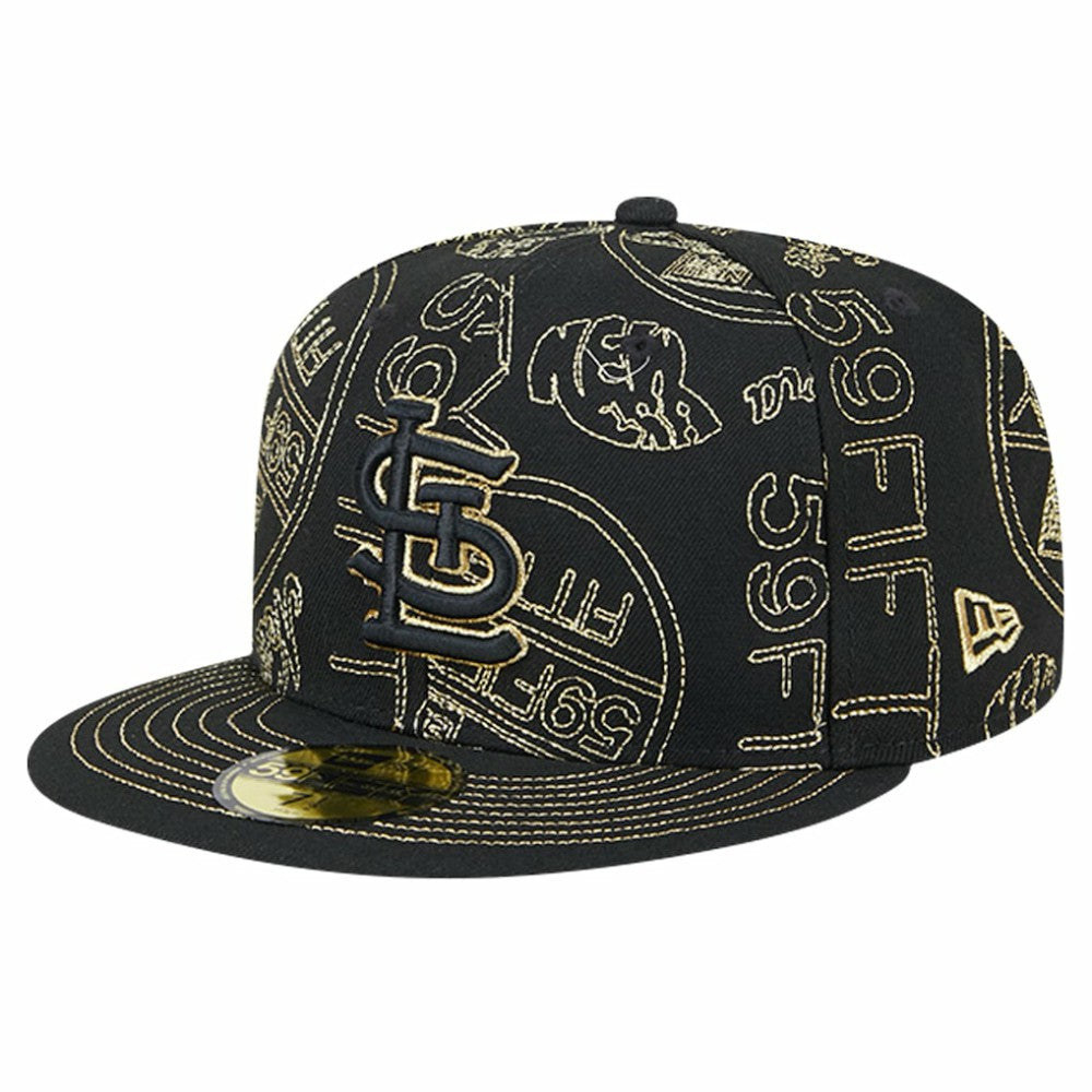 St. Louis Cardinals New Era 59FIFTY Day Allover Fitted Hat - Black - New Era Discount