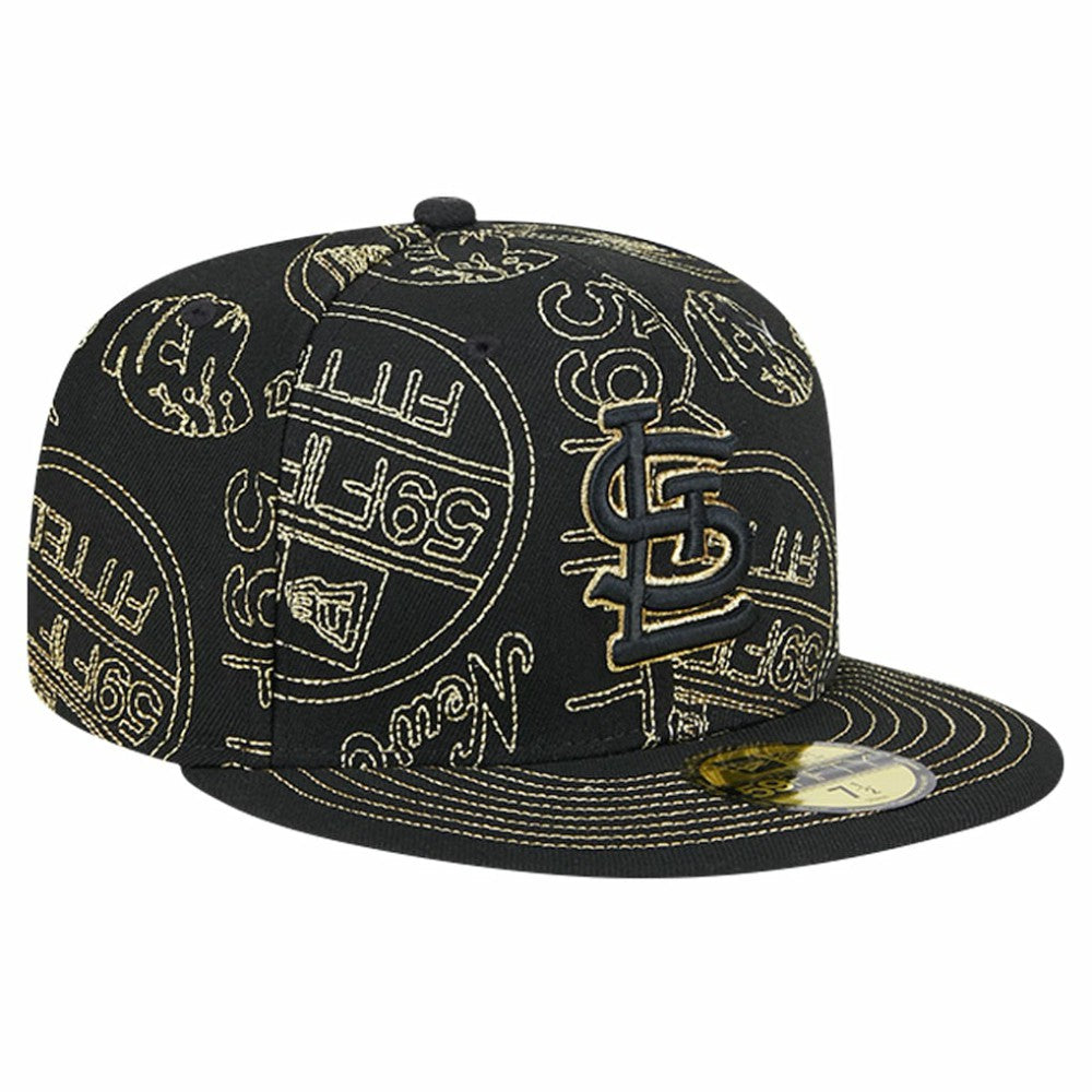 St. Louis Cardinals New Era 59FIFTY Day Allover Fitted Hat - Black - New Era Discount
