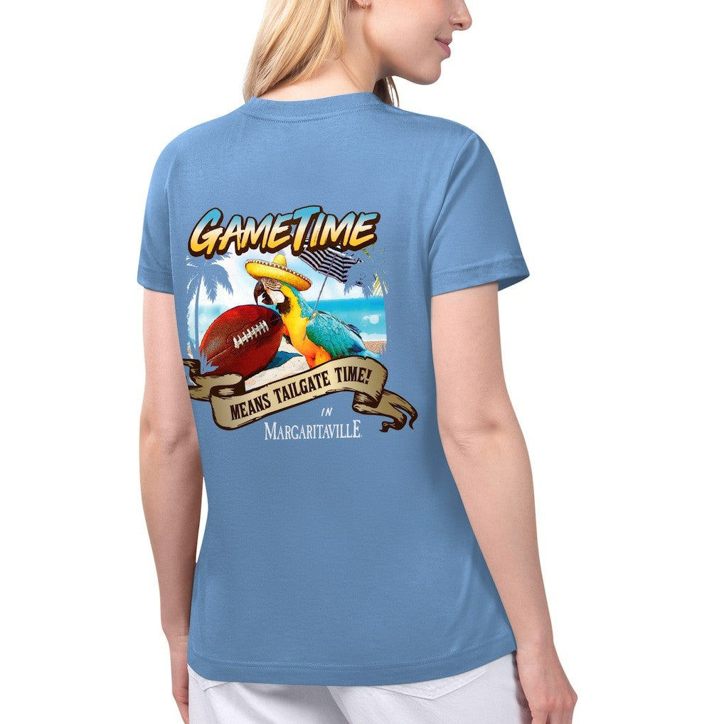 Los Angeles Chargers Margaritaville Women's Game Time V-Neck T-Shirt Blue
