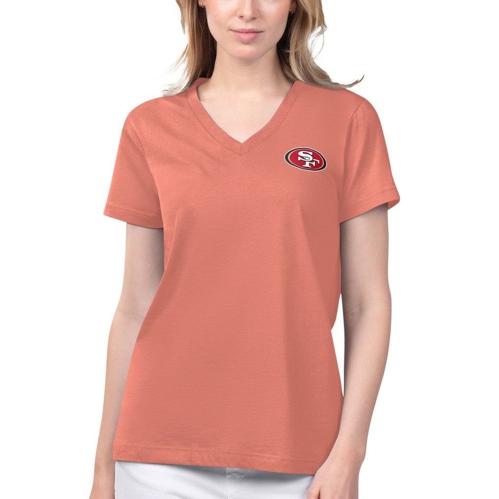 San Francisco 49ers Margaritaville Women's Game Time V-Neck T-Shirt Coral