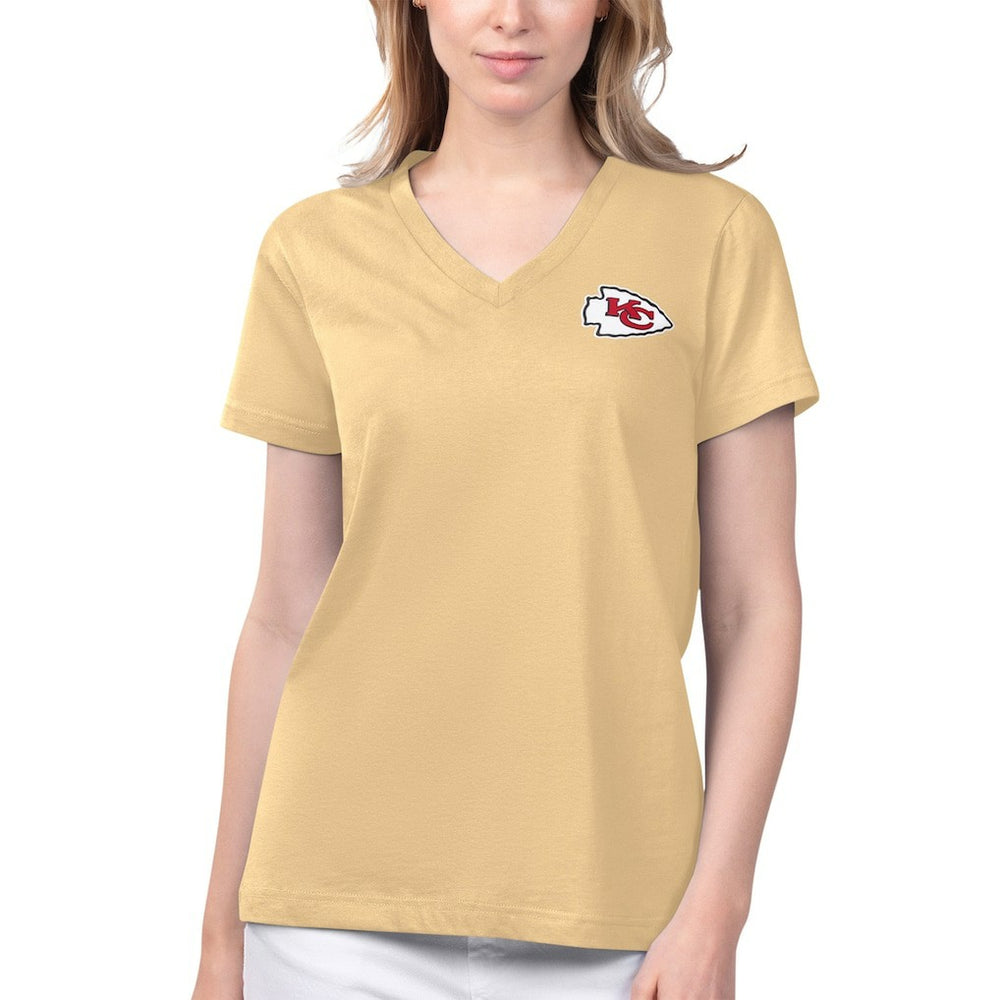 Kansas City Chiefs Margaritaville Women's Game Time V-Neck T-Shirt Gold