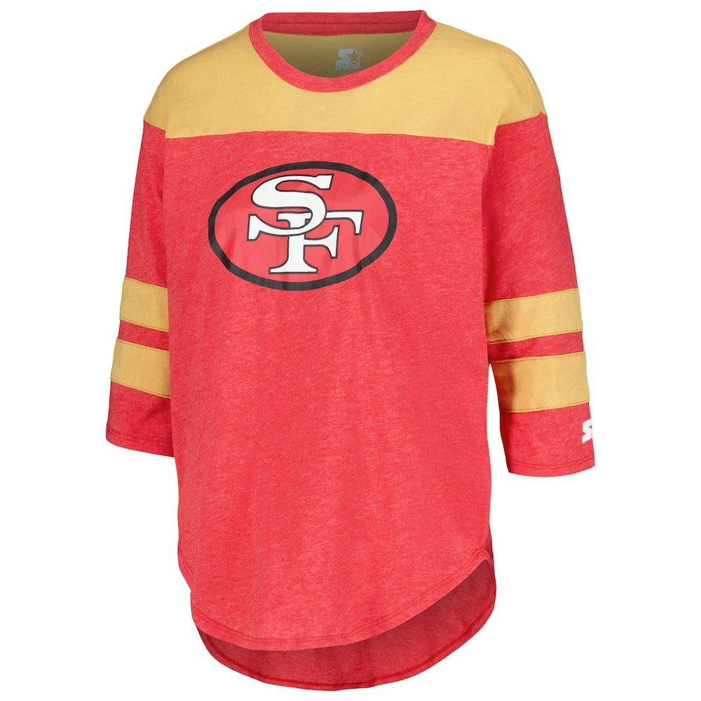 San Francisco 49ers Starter Women's Fullback Tri-Blend 3/4-Sleeve T-Shirt Scarlet