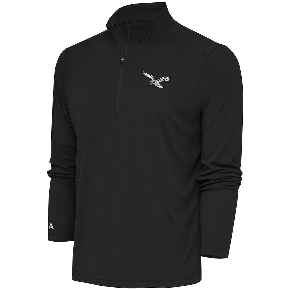 Philadelphia Eagles Antigua Throwback Logo Tribute Quarter-Zip Pullover Top Gray
