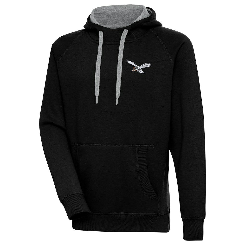 Philadelphia Eagles Antigua Throwback Logo Victory Pullover Hoodie Black