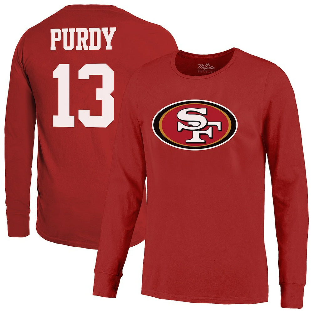 Brock Purdy San Francisco 49ers Majestic Threads Name & Number Long Sleeve T-Shirt Scarlet