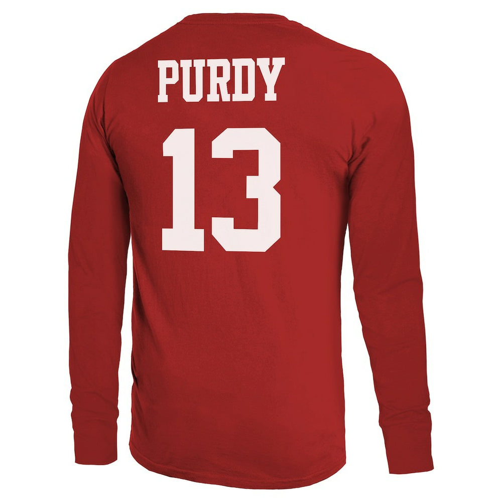 Brock Purdy San Francisco 49ers Majestic Threads Name & Number Long Sleeve T-Shirt Scarlet