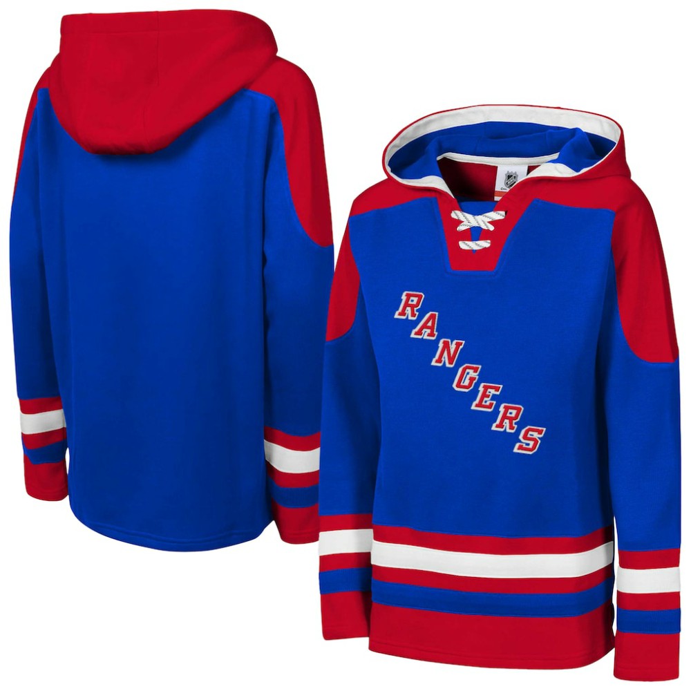 New York Rangers Youth Ageless Must Have Home V-Neck Pullover Hoodie - Blue - NHL 200983949
