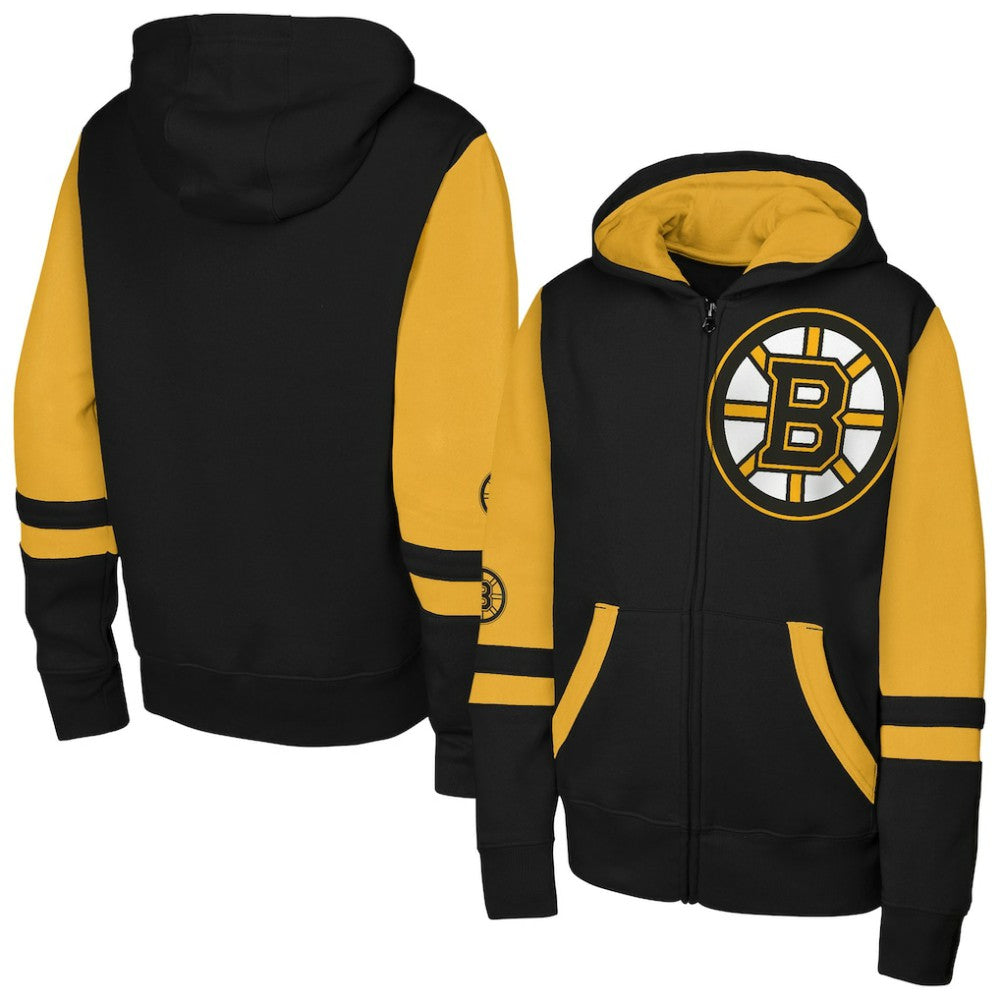 Boston Bruins Youth Face Off Full-Zip Hoodie - Black - NHL 200984208