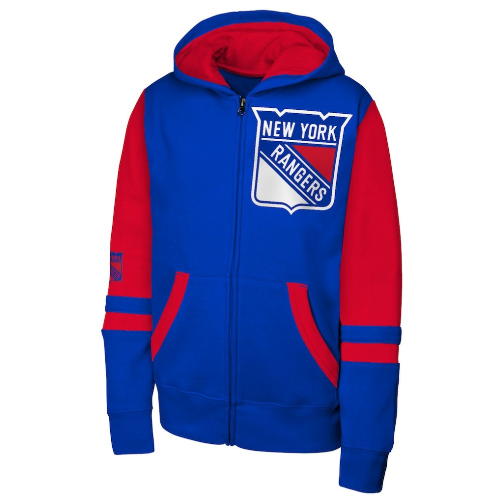 New York Rangers Youth Face Off Full-Zip Hoodie - Blue - NHL 200984213