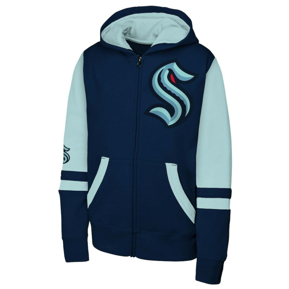 Seattle Kraken Youth Face Off Full-Zip Hoodie - Navy - NHL 200984226