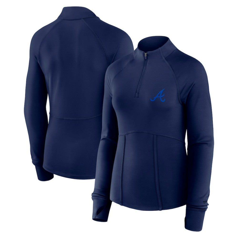 Atlanta Braves Fanatics Women's Elements Raglan Tri-Blend Quarter-Zip Top - Navy - Fanatics Lifestyle