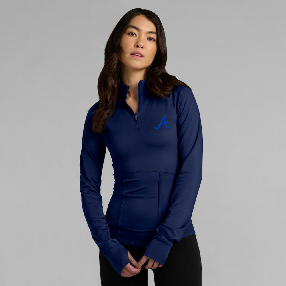 Atlanta Braves Fanatics Women's Elements Raglan Tri-Blend Quarter-Zip Top - Navy - Fanatics Lifestyle
