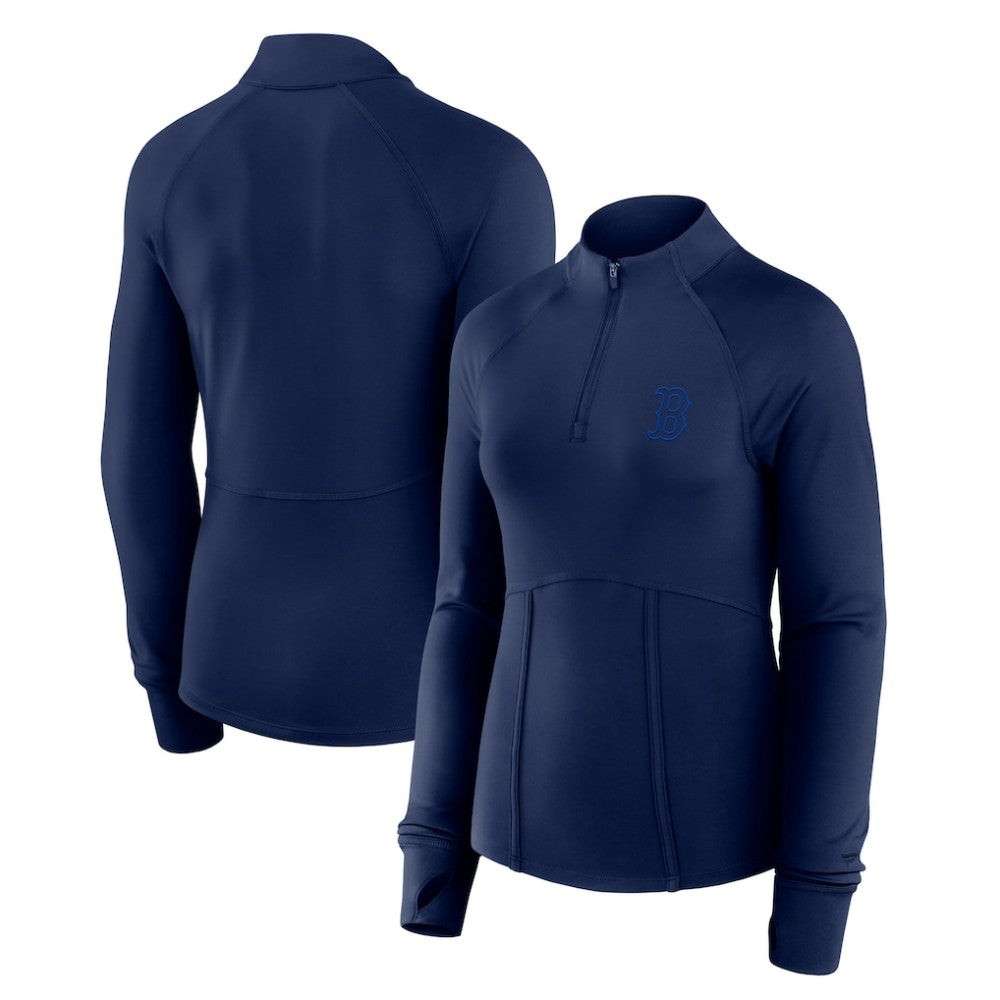 Boston Red Sox Fanatics Women's Elements Raglan Tri-Blend Quarter-Zip Top - Navy - Fanatics Lifestyle