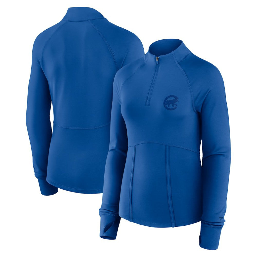 Chicago Cubs Fanatics Women's Elements Raglan Tri-Blend Quarter-Zip Top - Royal - Fanatics Sale