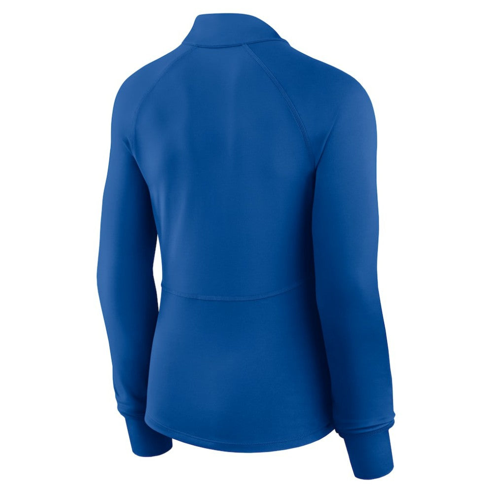 Chicago Cubs Fanatics Women's Elements Raglan Tri-Blend Quarter-Zip Top - Royal - Fanatics Sale