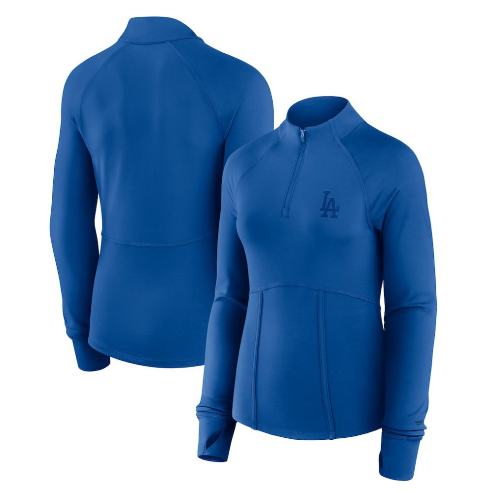 Los Angeles Dodgers Fanatics Women's Elements Raglan Tri-Blend Quarter-Zip Top - Royal - Fanatics Online