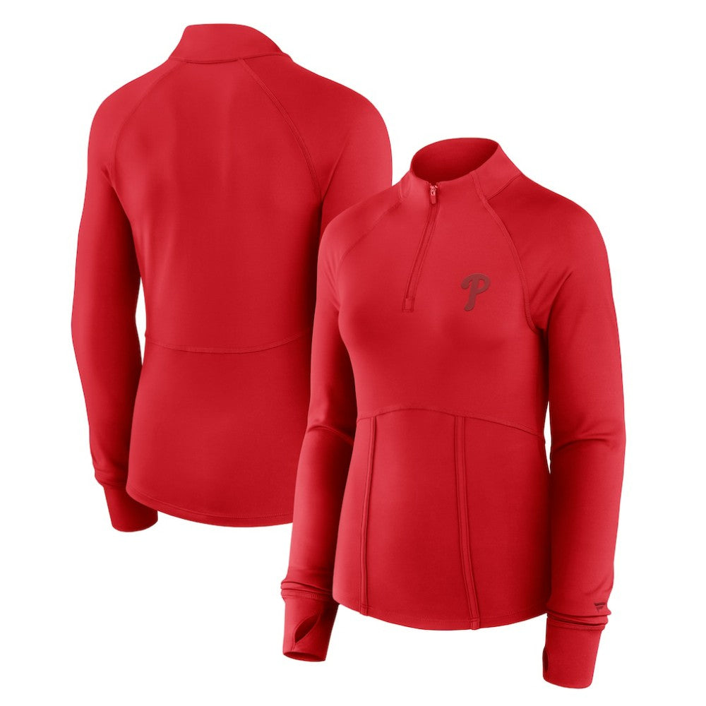 Philadelphia Phillies Fanatics Women's Elements Raglan Tri-Blend Quarter-Zip Top - Red - Fanatics Online