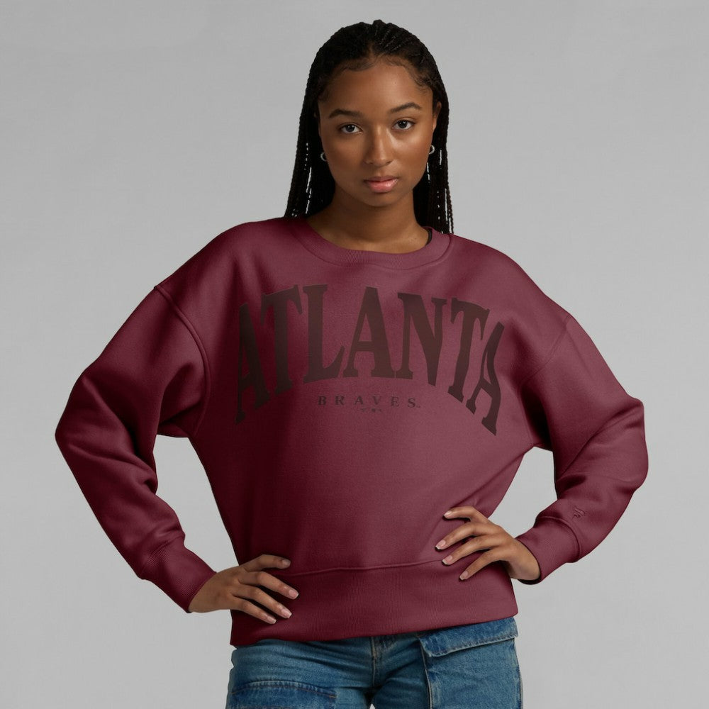 Atlanta Braves Fanatics Women's Elements Flow Pullover Sweatshirt - Burgundy - Fanatics Sale