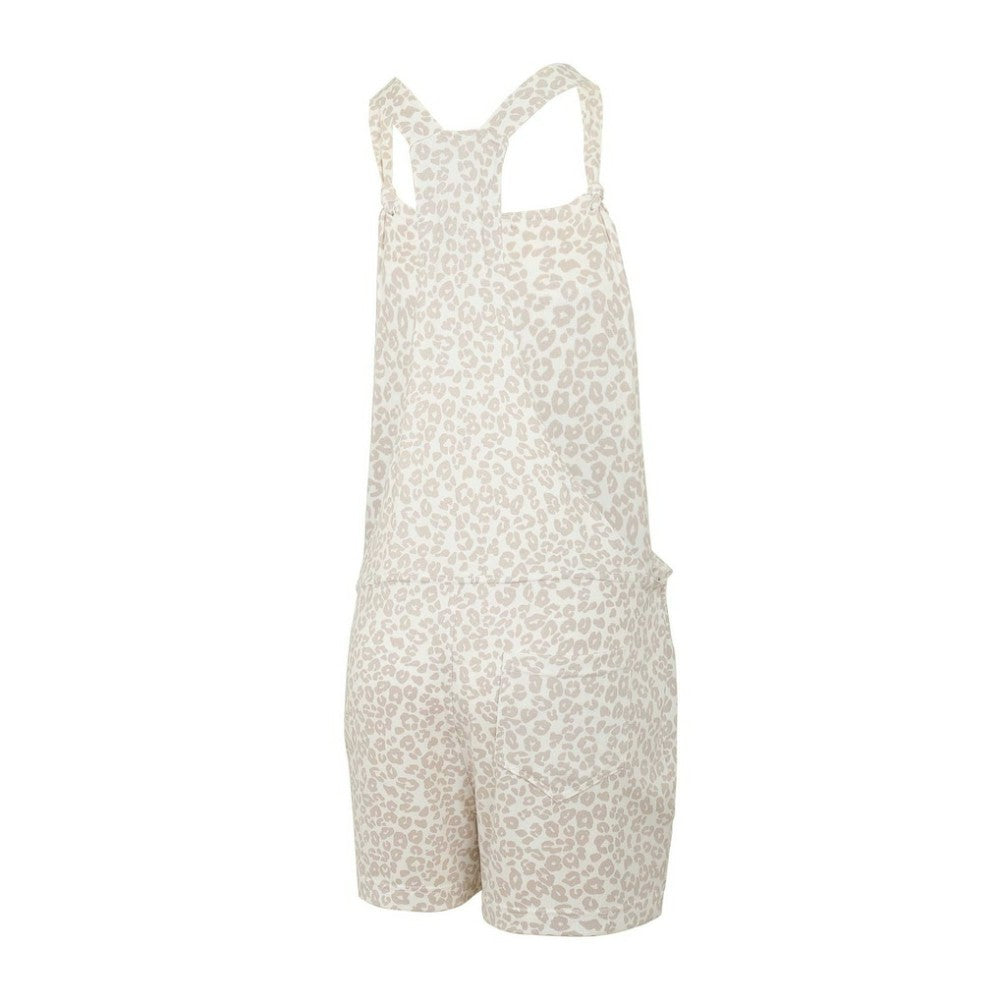 Atlanta Braves Concepts Sport Women's Montana Hacci Knit Romper Overalls - Cream - MLB Discount