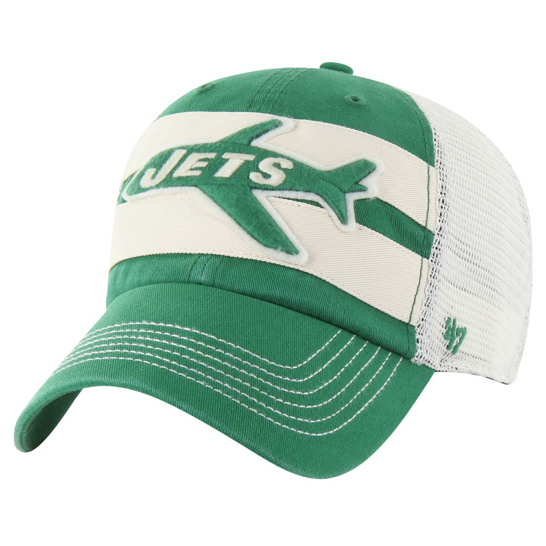 47 brand New York Jets '47 Throwback Clubhouse Boon Clean-Up Trucker Adjustable Hat Kelly Green