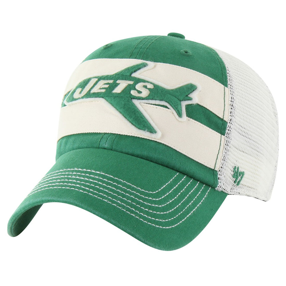 47 brand New York Jets '47 Throwback Clubhouse Boon Clean-Up Trucker Adjustable Hat Kelly Green