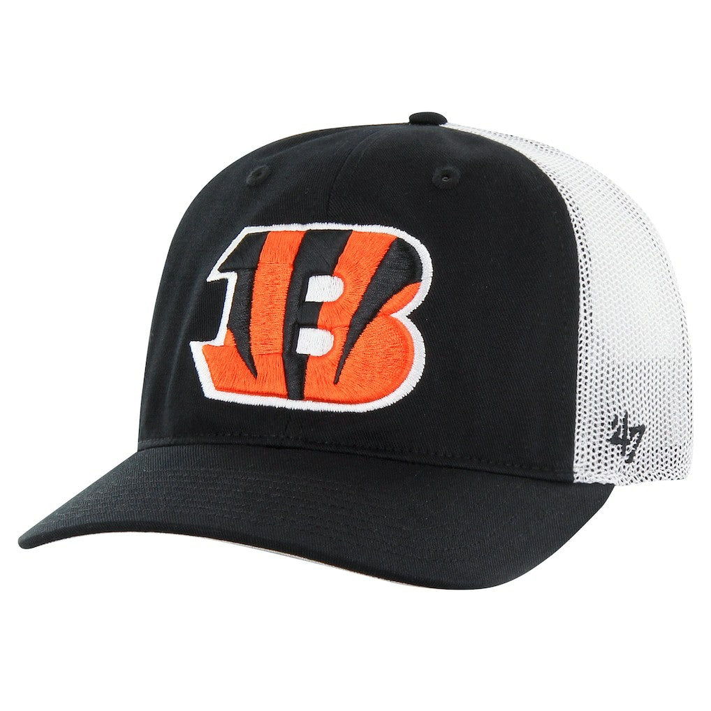 47 brand Cincinnati Bengals '47 Team Unstructured Trucker Adjustable Hat Black/White